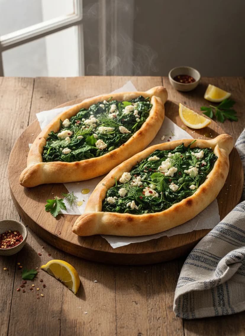 Turkish Spinach and Feta Pide