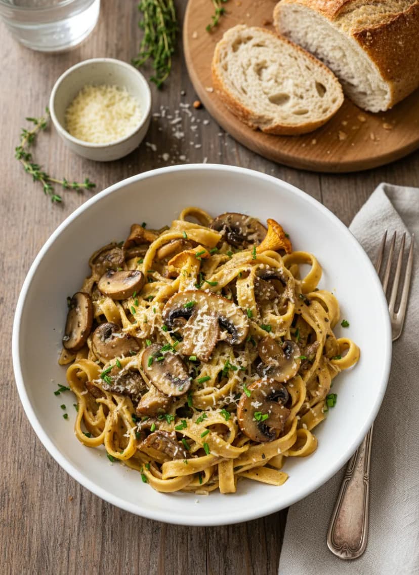 Swiss-Style Mushroom Cream Pasta