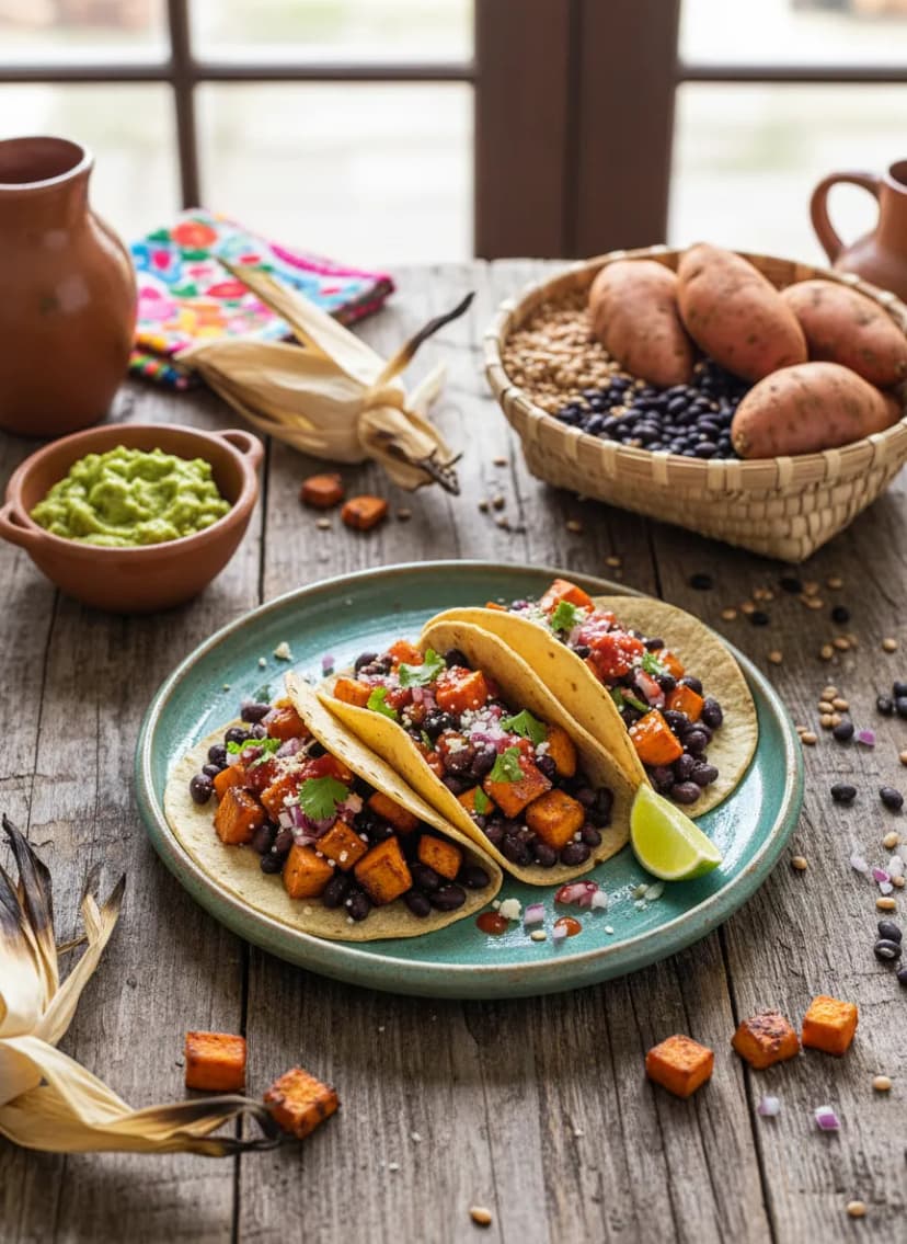 Mexican-Style Sweet Potato and Black Bean Tacos