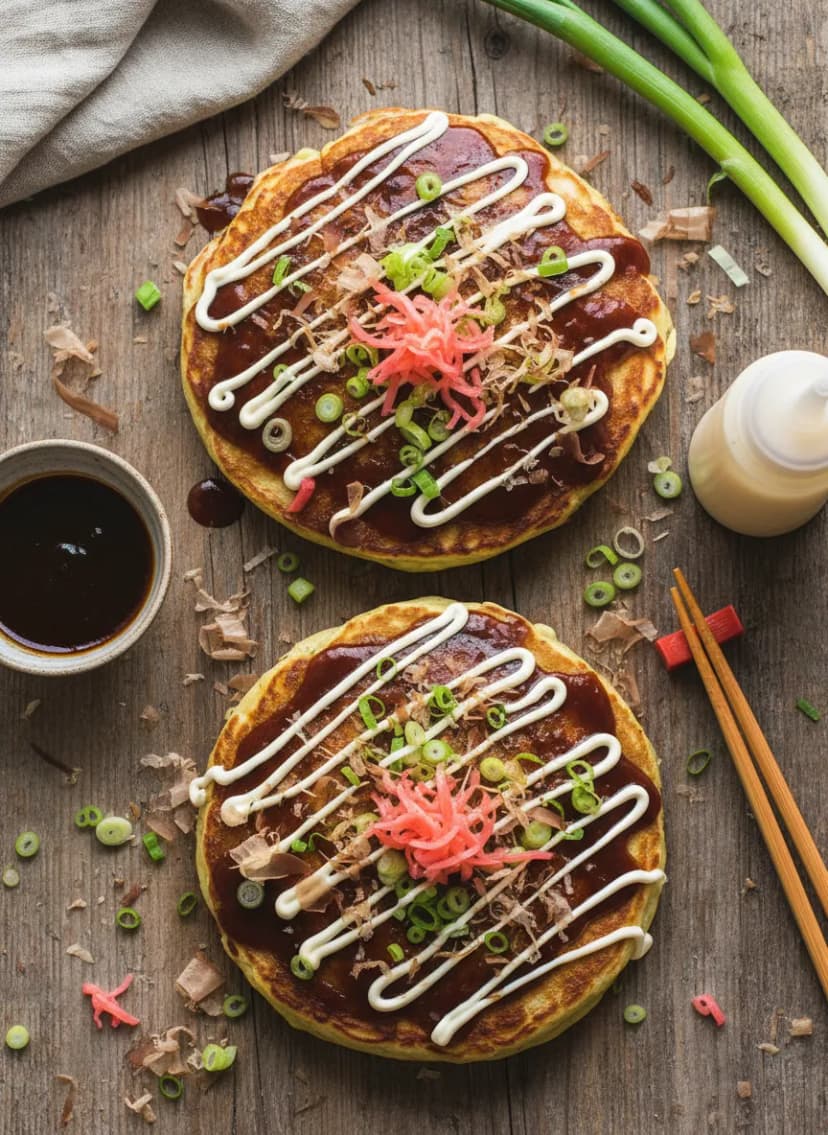 Japanese Savory Okonomiyaki Pancakes