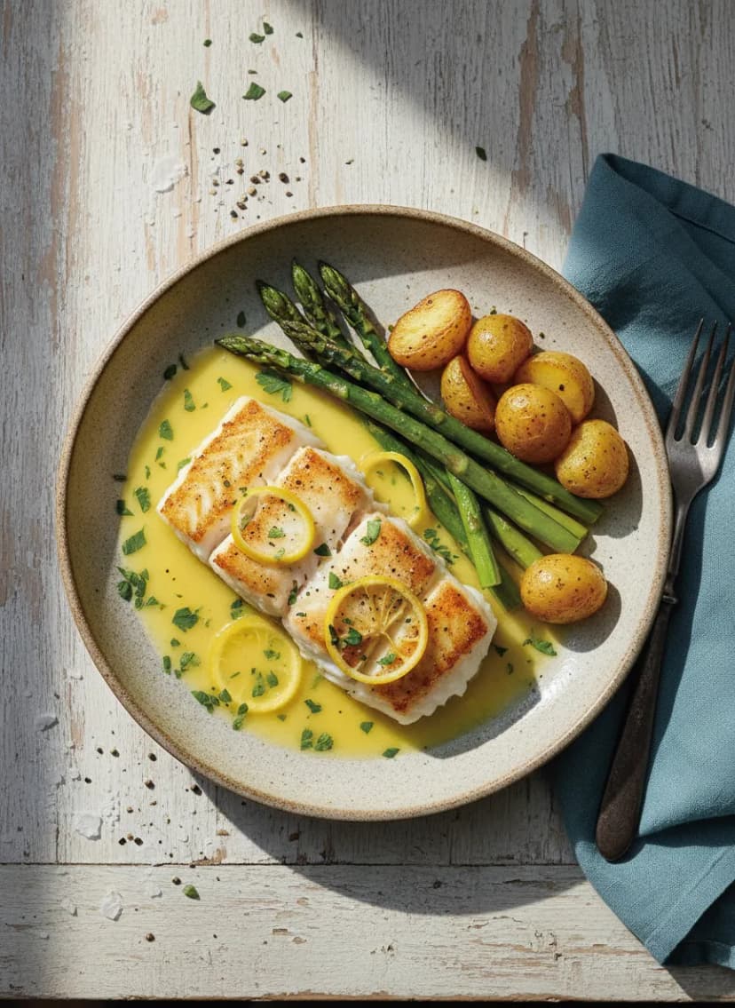 Pan-Seared White Fish with Lemon Butter