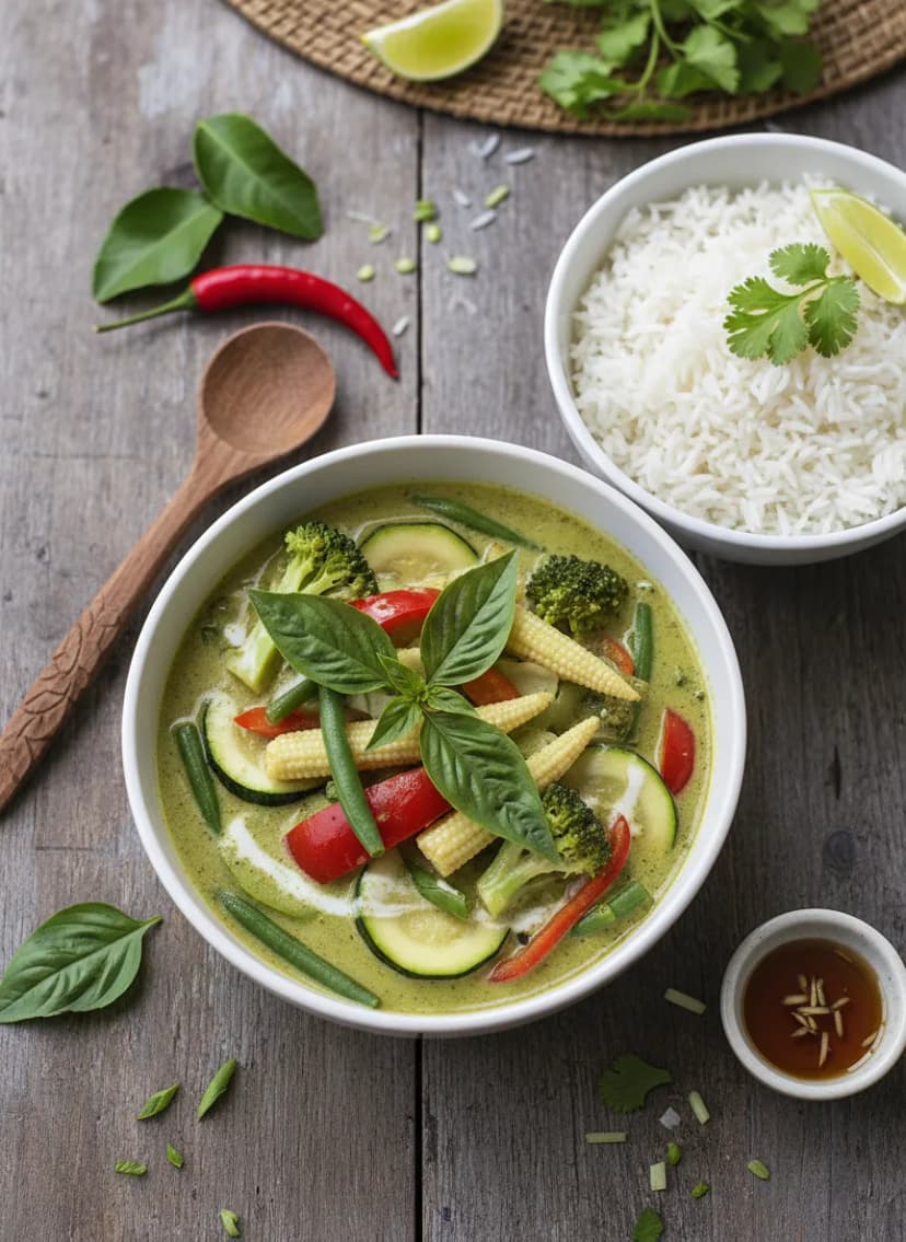 Thai Green Curry with Vegetables and Jasmine Rice