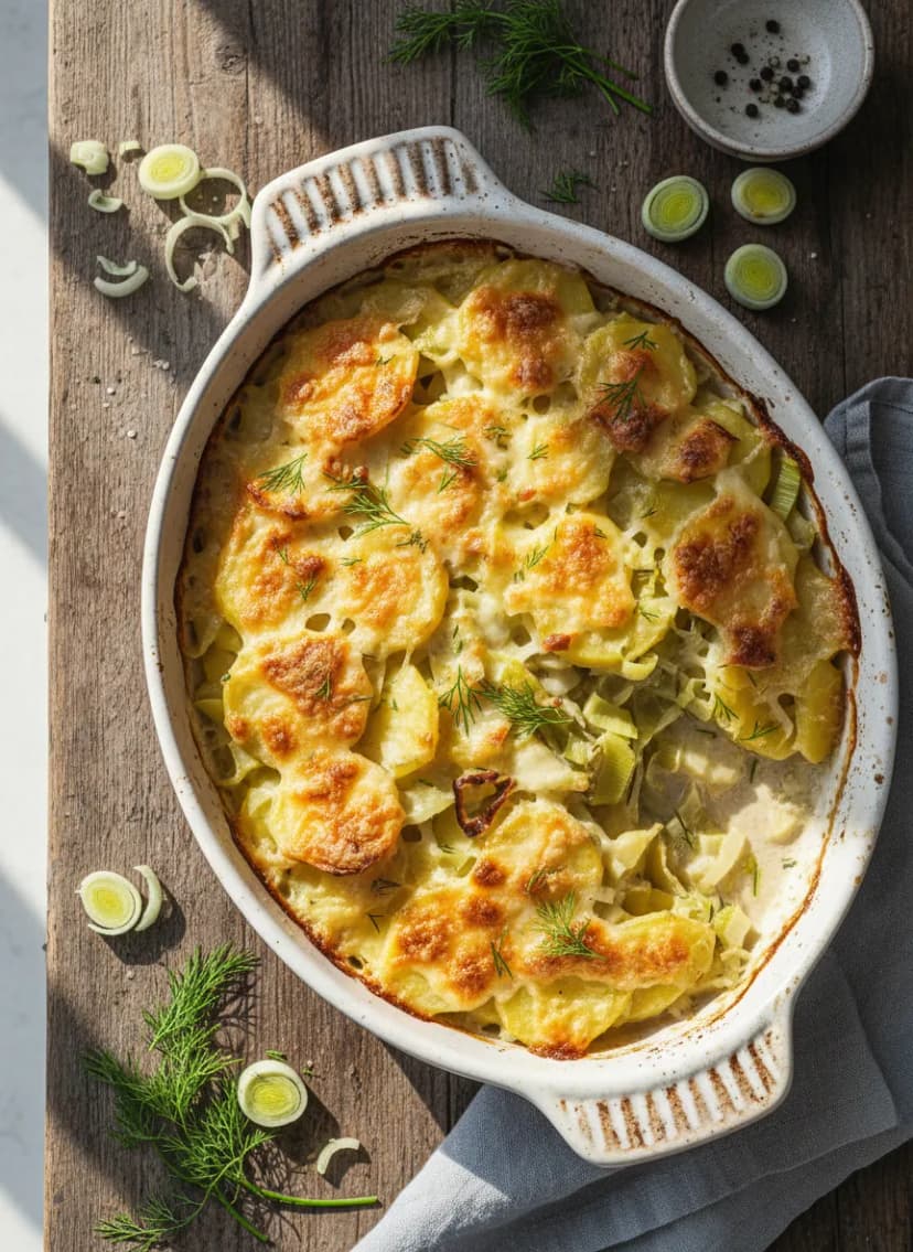 Swedish-Style Potato and Leek Gratin