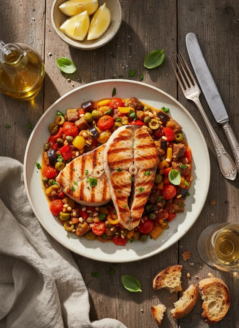 Sicilian Swordfish with Caponata