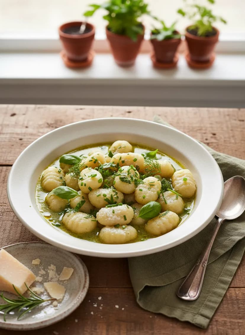 Potato Flour Gnocchi in Herb Sauce