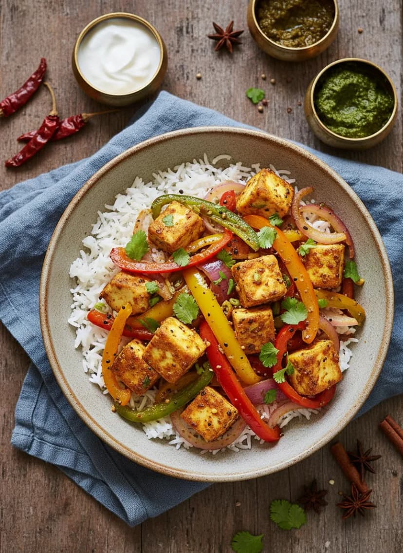 Indian-Style Paneer and Bell Pepper Stir-Fry