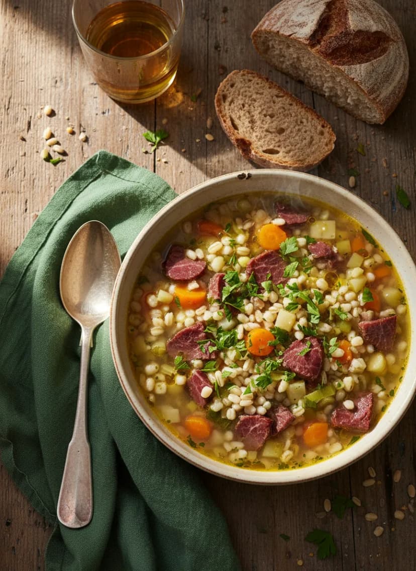 Swiss Bündner Barley Soup
