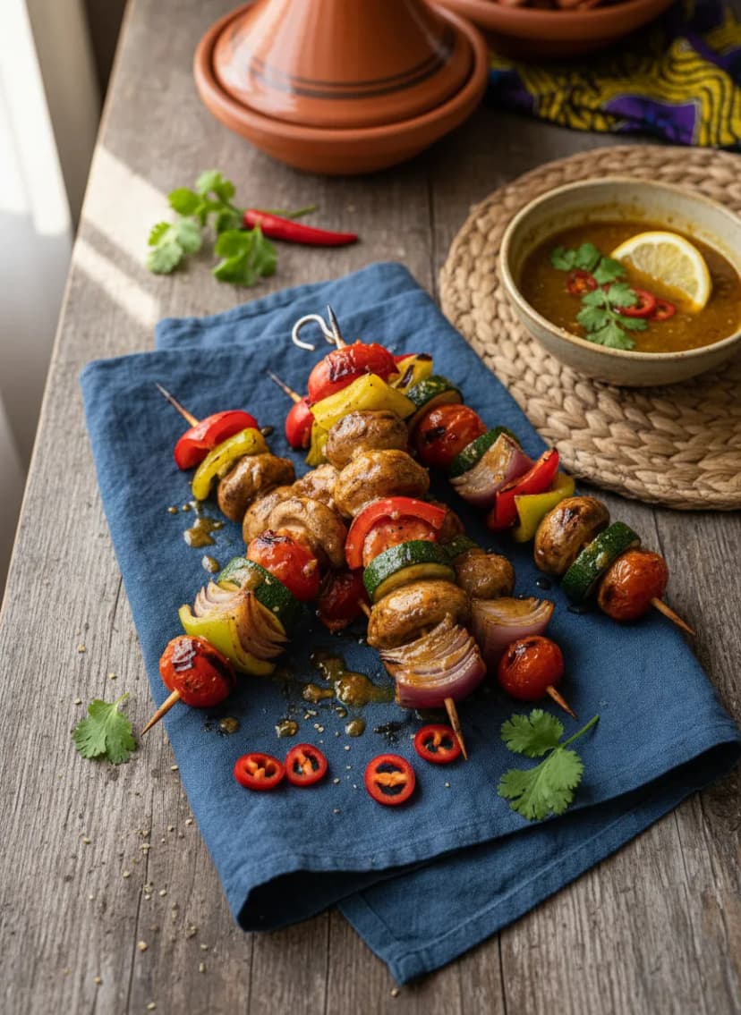 Senegalese Yassa Vegetable Skewers