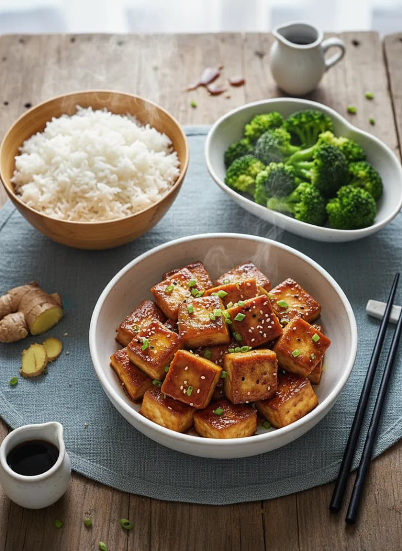 Pan-Fried Tofu with Ginger-Soy Glaze