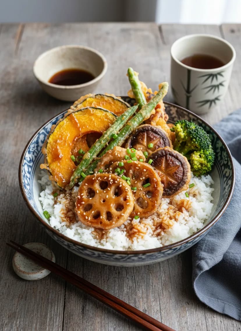 Japanese-Style Tempura Vegetable Donburi