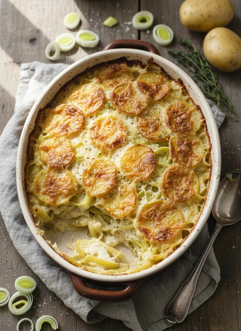 Creamy Leek and Potato Gratin