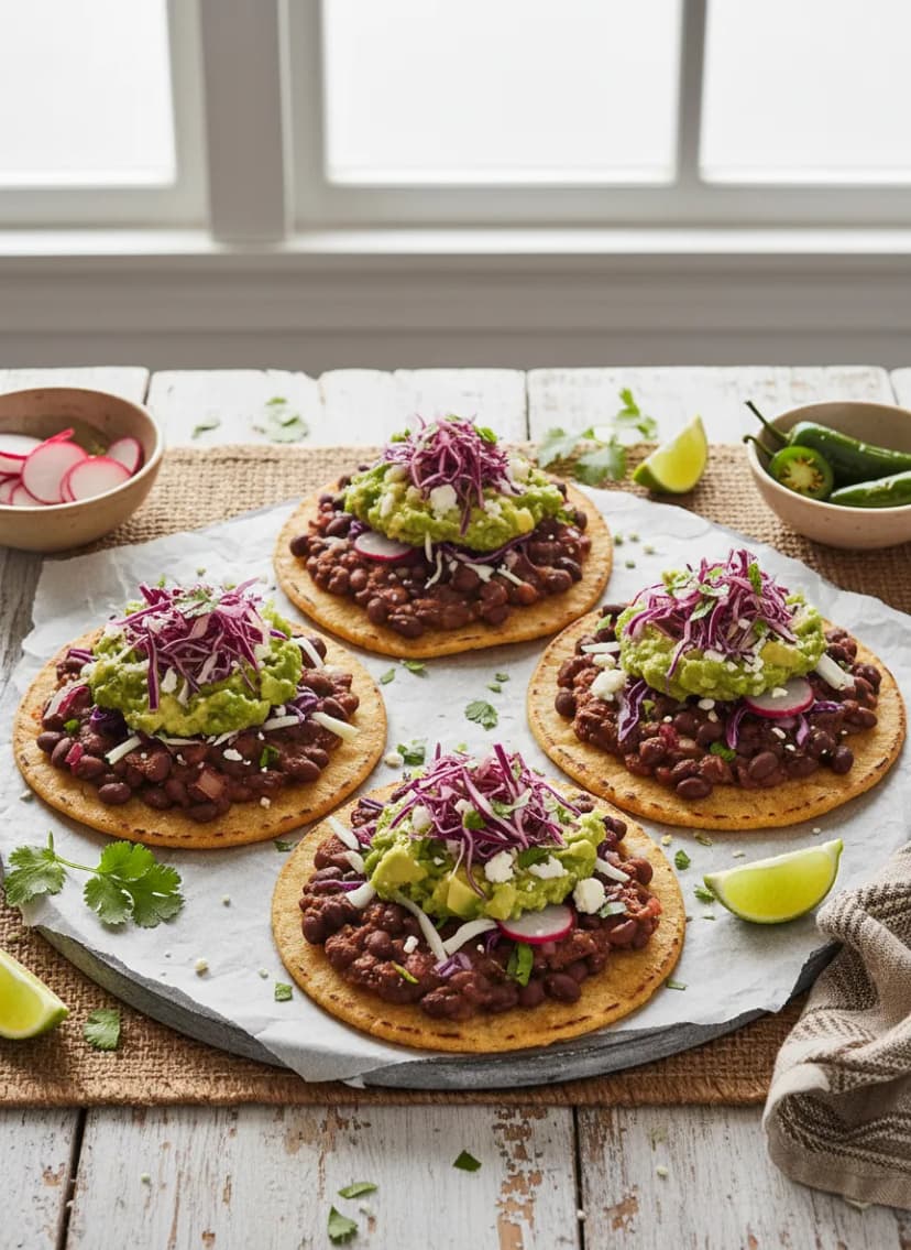 Mexican-Style Black Bean Tostadas