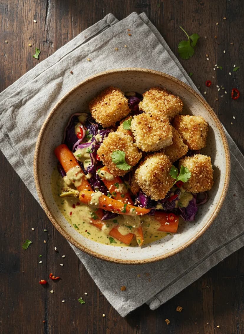 Tofu-Crust Oven Roasted Vegetable Medley