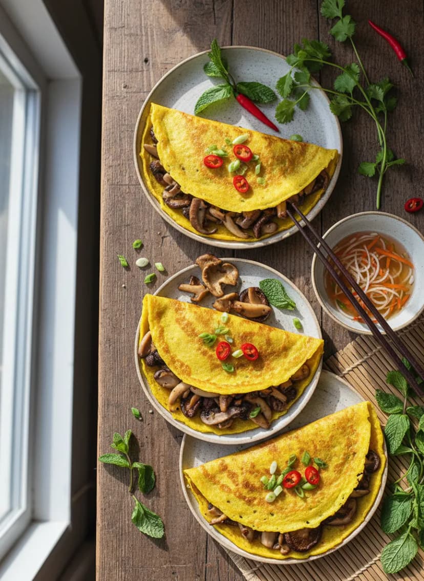 Vietnamese Turmeric Coconut Crepes
