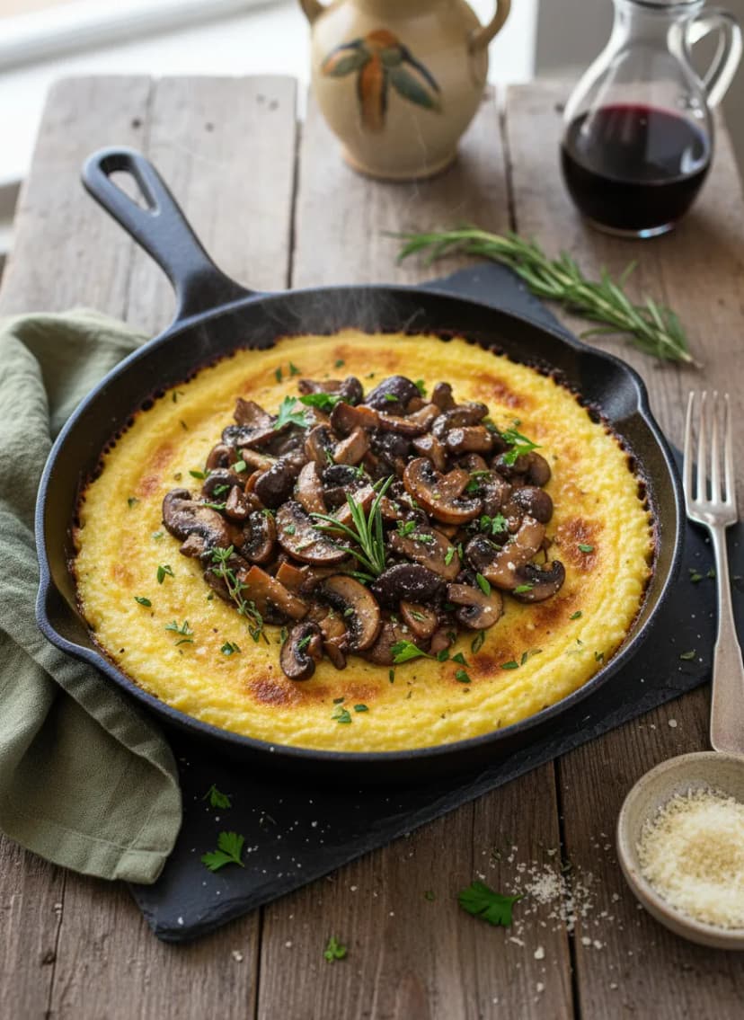 Italian Mushroom Polenta Bake