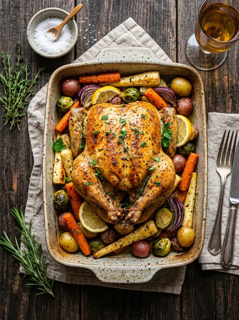 Lemon Herb Roasted Chicken with Root Vegetables