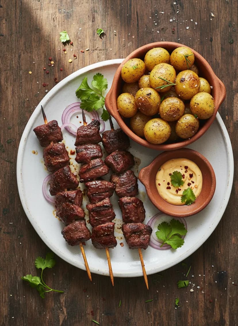 Peruvian Beef Skewers (Anticuchos) with Roasted Potatoes
