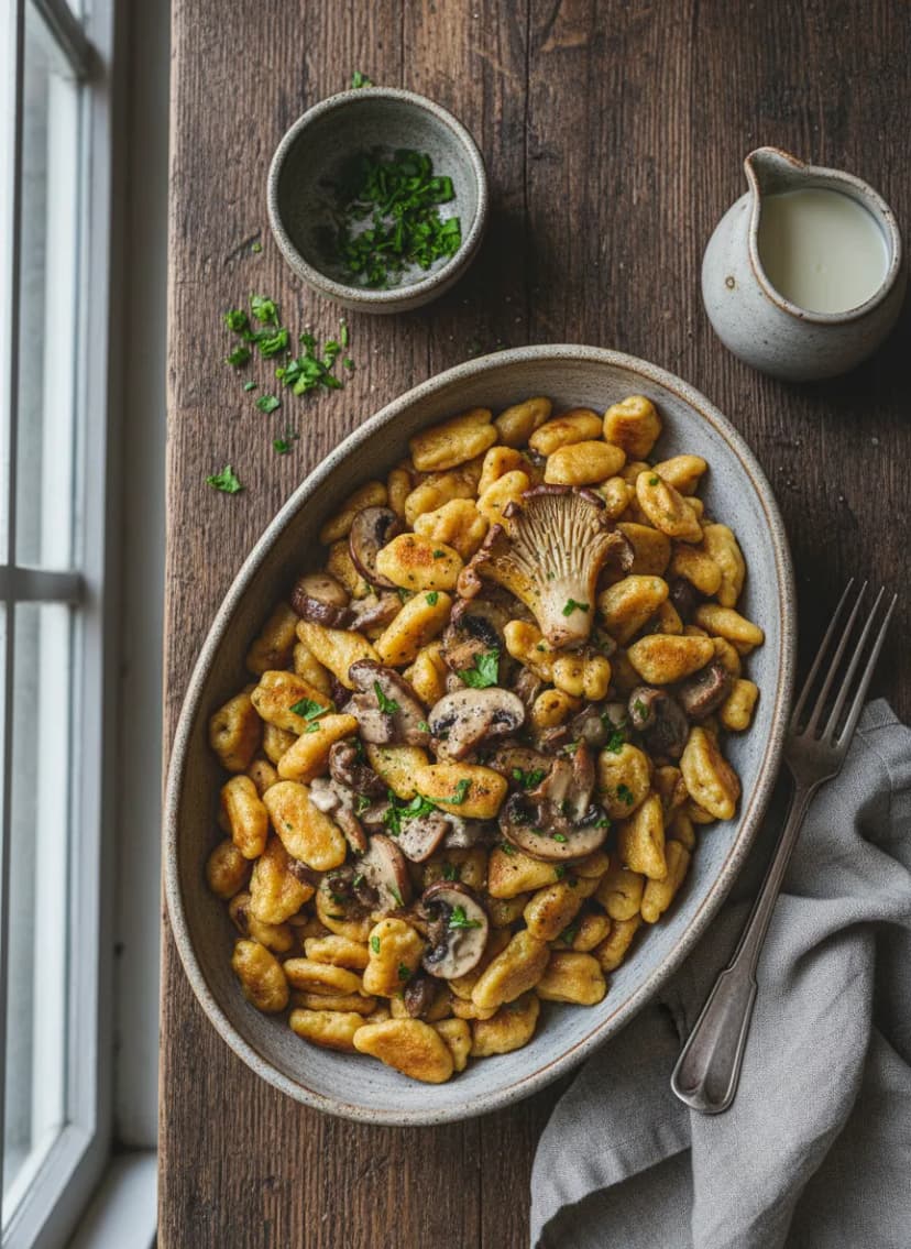 Spaetzle with Mushroom Cream Sauce