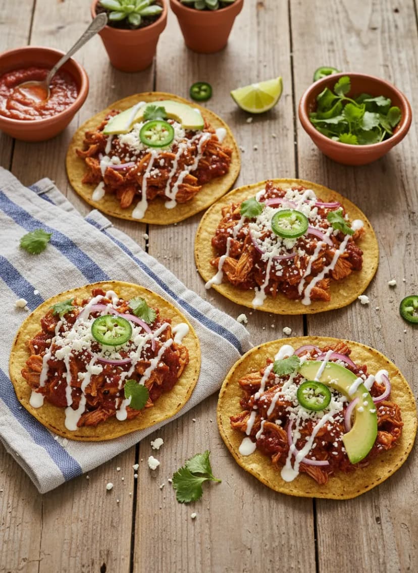 Mexican Chicken Tinga Tostadas